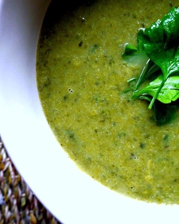 Pure Green Soup - a warming, nourishing bowl of green vegetable goodness. Gluten free and dairy free, and vegan friendly too! Recipe via nourisheveryday.com