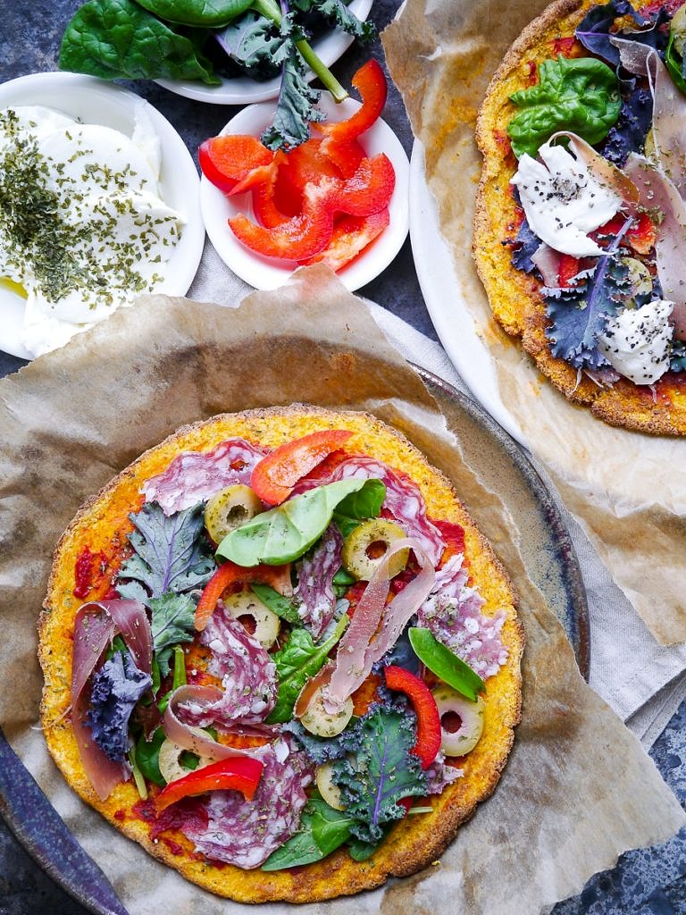 Paleo Pumpkin Pizza Crust (grain free, dairy free, gluten free, vegan option) - recipe by Nourish Everyday
