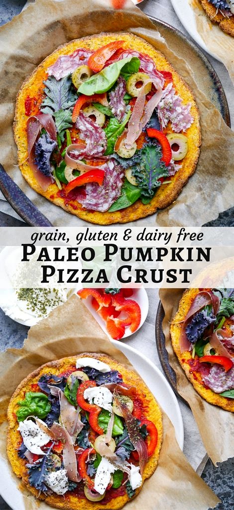 Paleo Pumpkin Pizza Crust (grain free, dairy free, gluten free, vegan option) - recipe by Nourish Everyday