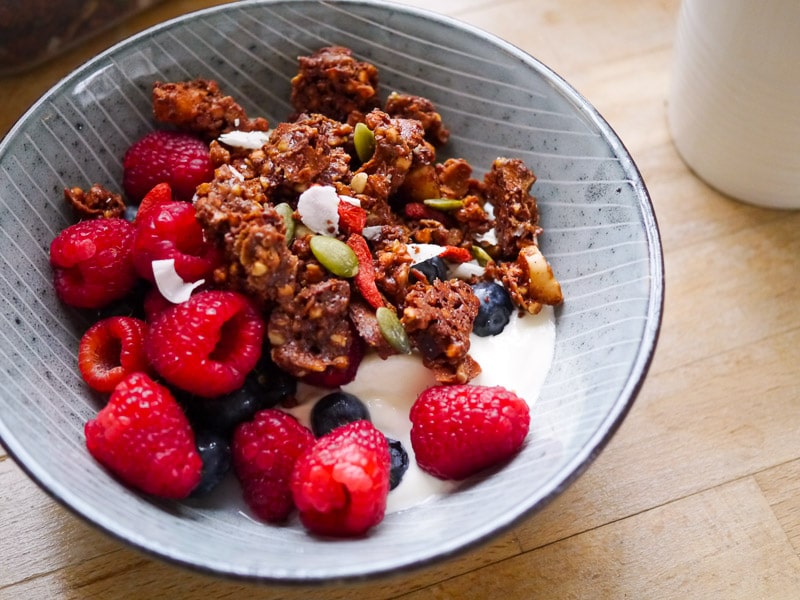 Festive Chocolate Buckwheat Granola by Nourish Everyday