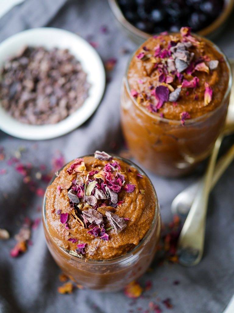 Sweet potato chocolate mousse. Dairy free, gluten free and vegan friendly, gently sweetened with a little unrefined sugar. A delicious real food dessert!