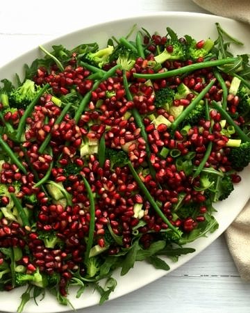 Green Bean, Pomegranate and Broccoli Salad (grain free, gluten free, dairy free, paleo & vegan) - Nourish Everyday