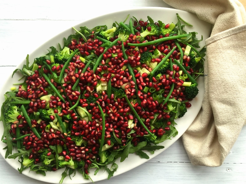Green Bean, Pomegranate and Broccoli Salad (grain free, gluten free, dairy free, paleo & vegan) - Nourish Everyday