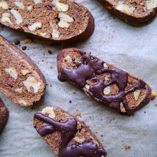 Easy Gluten-free Chocolate Biscotti, kept refined sugar free sweetened with stevia. So yum! - Nourish Everyday