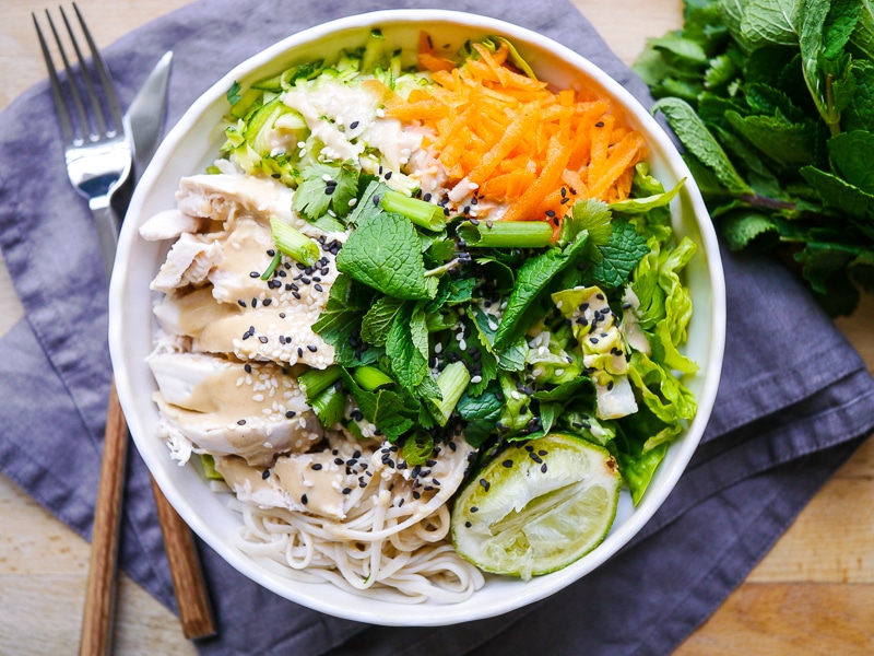 Tamari and Lime Poached Chicken Noodle Salad by Nourish Everyday