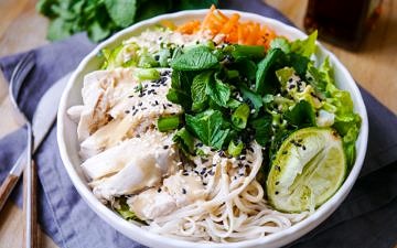 Tamari and Lime Poached Chicken Noodle Salad by Nourish Everyday