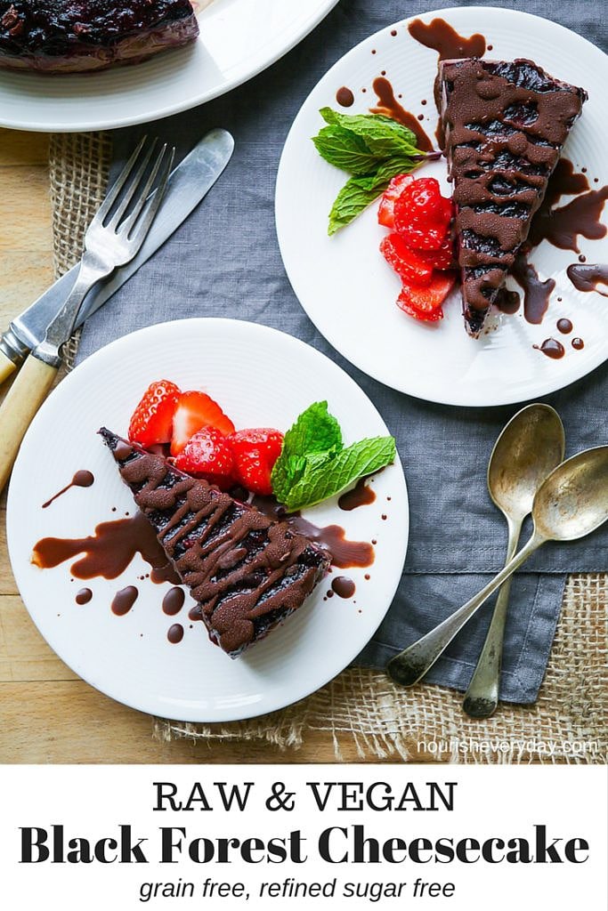 Raw Vegan Black Forest Cheesecake (grain free, gluten free, dairy free, soy free) - recipe by Nourish Everyday