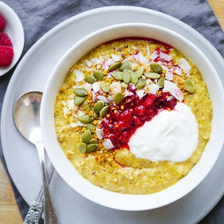 Banana Flax Turmeric Overnight Oats by Nourish Everyday - gluten free, refined sugar free and vegan friendly!