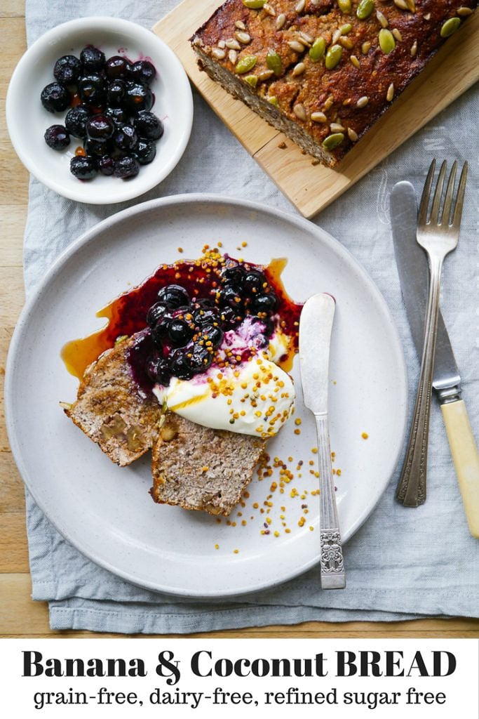 A healthy paleo banana coconut bread recipe that's gluten free, dairy free & refined sugar free. Naturally sweetened, this is the perfect easy healthy snack!
