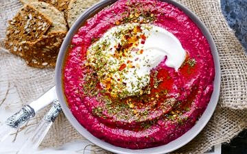 Dairy free Beetroot Lentil Dip recipe. Easy to make, bright, healthy and delicious! A great healthy appetiser or snack that's gluten free and vegan. Recipe via wordpress-6440-15949-223058.cloudwaysapps.com