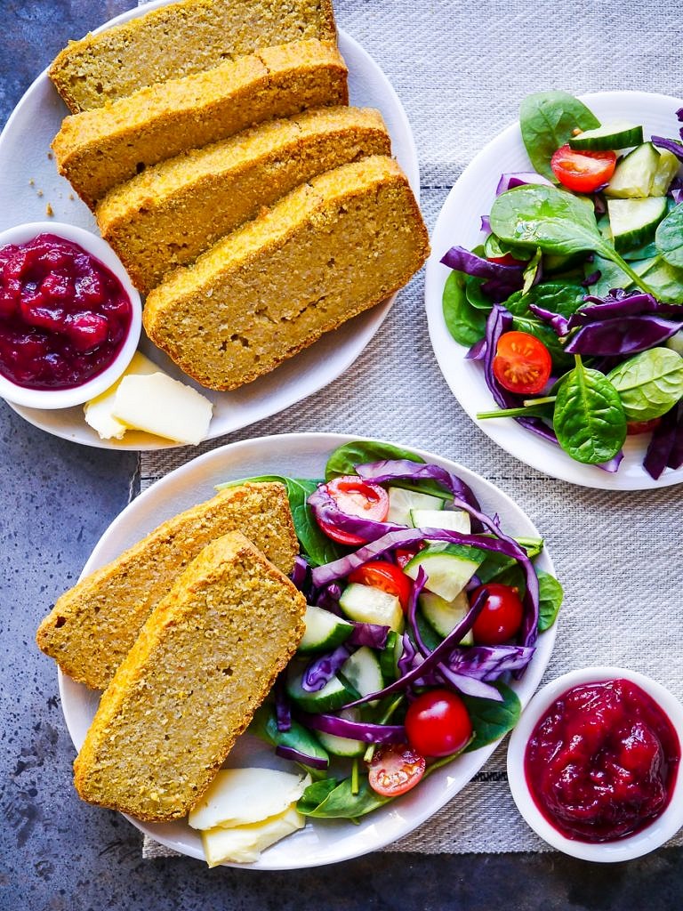 Savoury Pumpkin Oat Bread is so easy to make with your Vitamix! Gluten free, dairy free and sugar free, a great healthy snack or side dish.