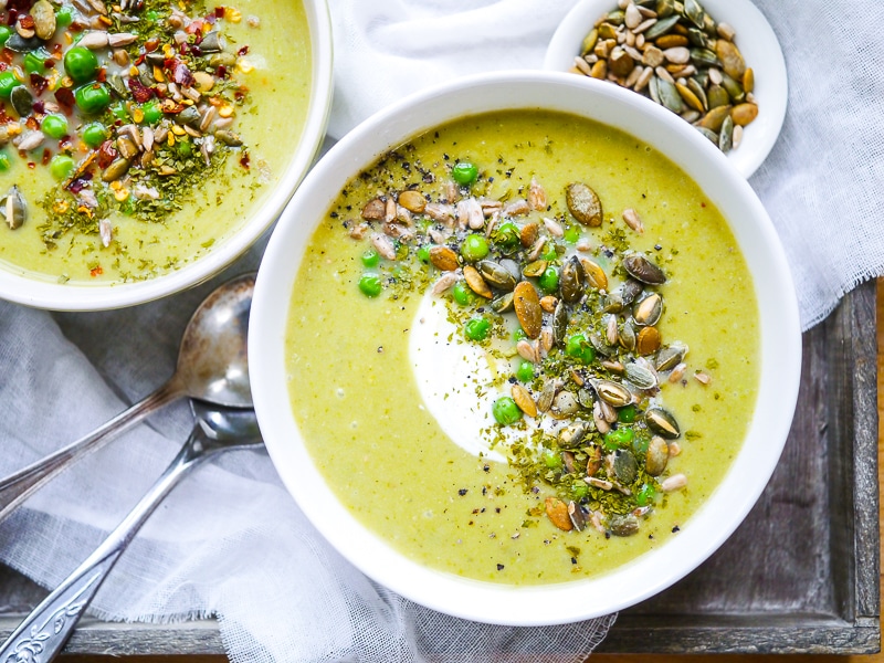Pea and Broccoli Miso Soup is nourishing, comforting and easy to make. Gluten free, dairy free and sugar free, a healthy vegan hug in a bowl!