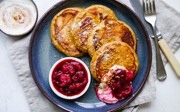 Maca and coconut flour pancakes for one are so easy and quick to make. Gluten free, dairy free and paleo. A delicious healthy breakfast! Recipe via wordpress-6440-15949-223058.cloudwaysapps.com