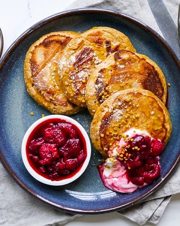 Maca and coconut flour pancakes for one are so easy and quick to make. Gluten free, dairy free and paleo. A delicious healthy breakfast! Recipe via wordpress-6440-15949-223058.cloudwaysapps.com