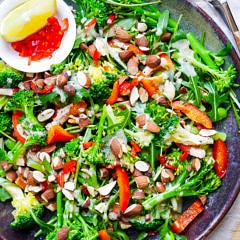 This crunchy broccoli edamame salad is finished with a delicious creamy miso dressing. Dairy free, gluten free and vegan friendly, and packed with filling plant protein! Via nourisheveryday.com