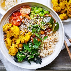 Roasted Turmeric Cauliflower Buddha Bowls (gluten free, dairy free, egg free, vegan friendly) - a healthy recipe by Nourish Everyday