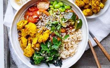 Roasted Turmeric Cauliflower Buddha Bowls (gluten free, dairy free, egg free, vegan friendly) - a healthy recipe by Nourish Everyday