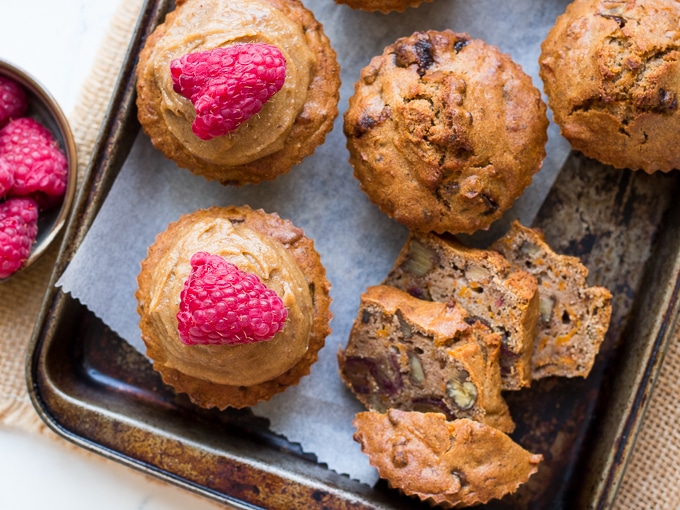 Healthy carrot, date and walnut muffins made with buckwheat flour and almond meal. Gluten free and dairy free, these are the perfect snack to pop in your lunchbox!