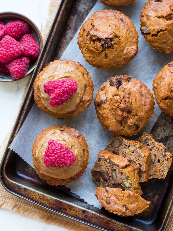Healthy carrot, date and walnut muffins made with buckwheat flour and almond meal. Gluten free and dairy free, these are the perfect snack to pop in your lunchbox!