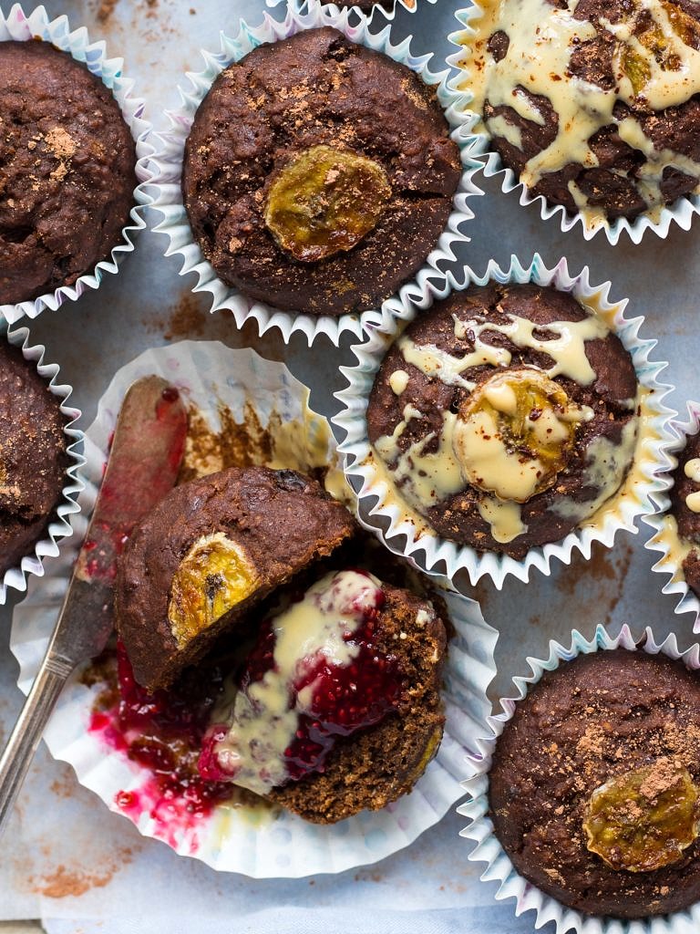 Oat Carob Banana Muffins make a sweet healthier snack or afternoon tea time treat! This easy recipe combines wholegrain oats with buckwheat flour, carob and banana for tasty, nourishing, soft muffins.