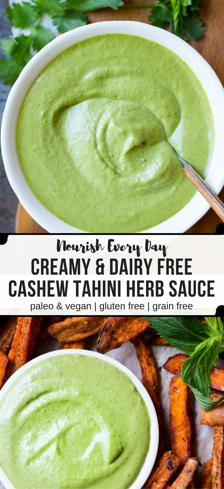 Cashew Tahini Herb Sauce Pinterest Graphic