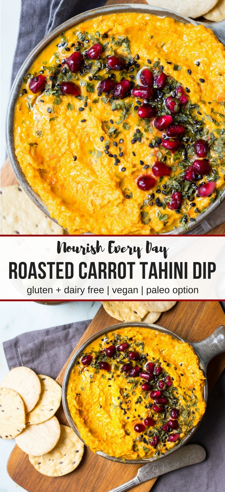 Roasted Carrot Tahini Dip Nourish Every Day Pinterest Graphic