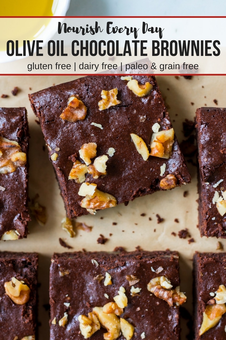 Olive oil chocolate brownies recipe Pinterest graphic, Nourish Every Day