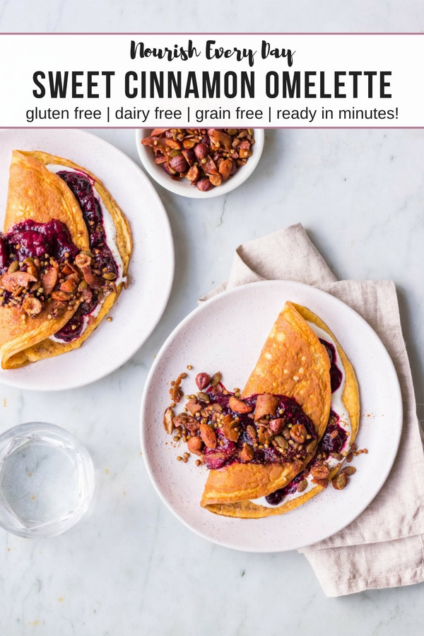 Sweet cinnamon omelette with berry compote by Nourish Every Day