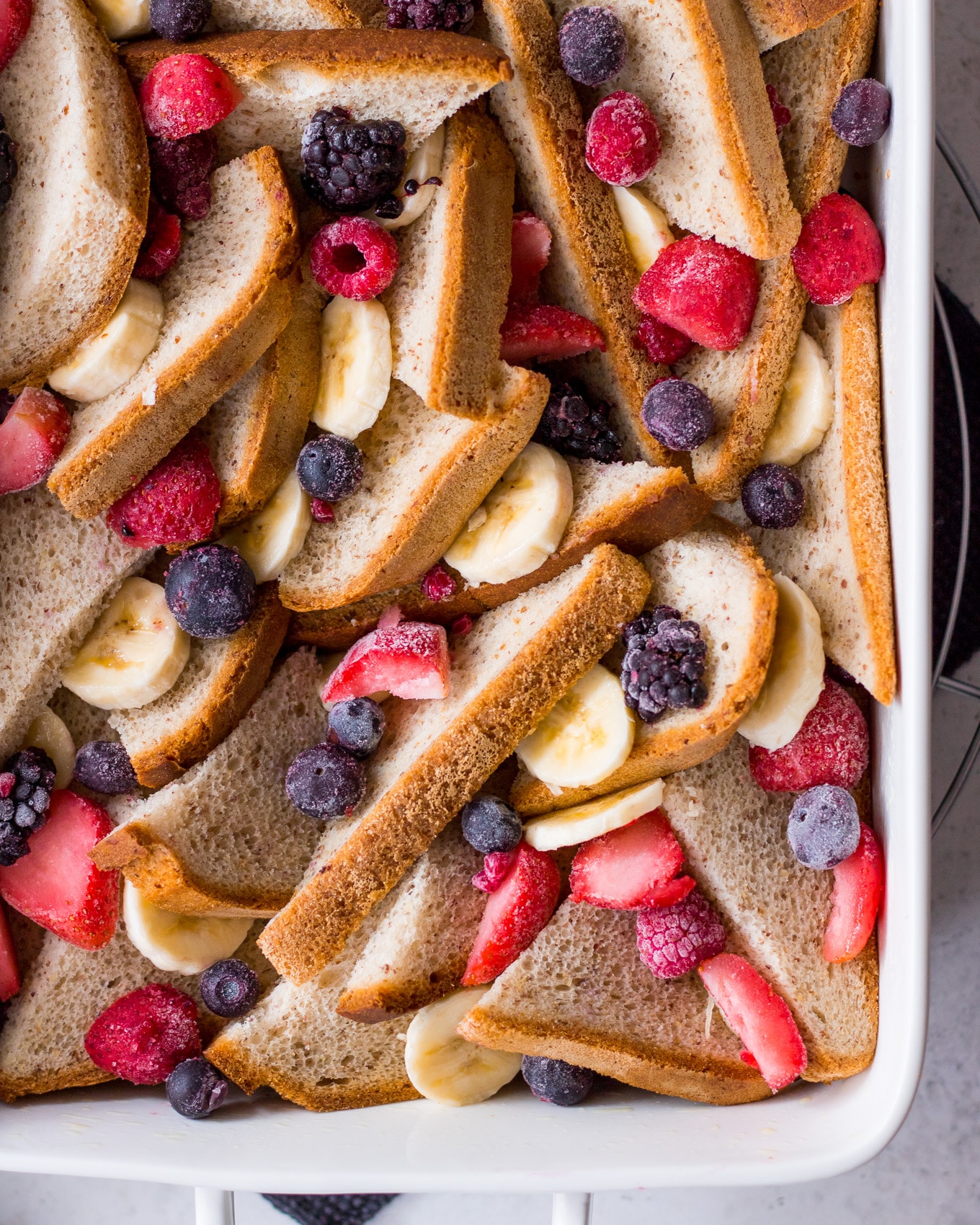 Close up of French Toast Bake layers