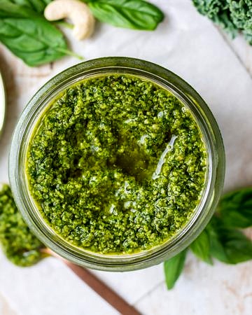 Vegan Cashew Kale Pesto top down shot