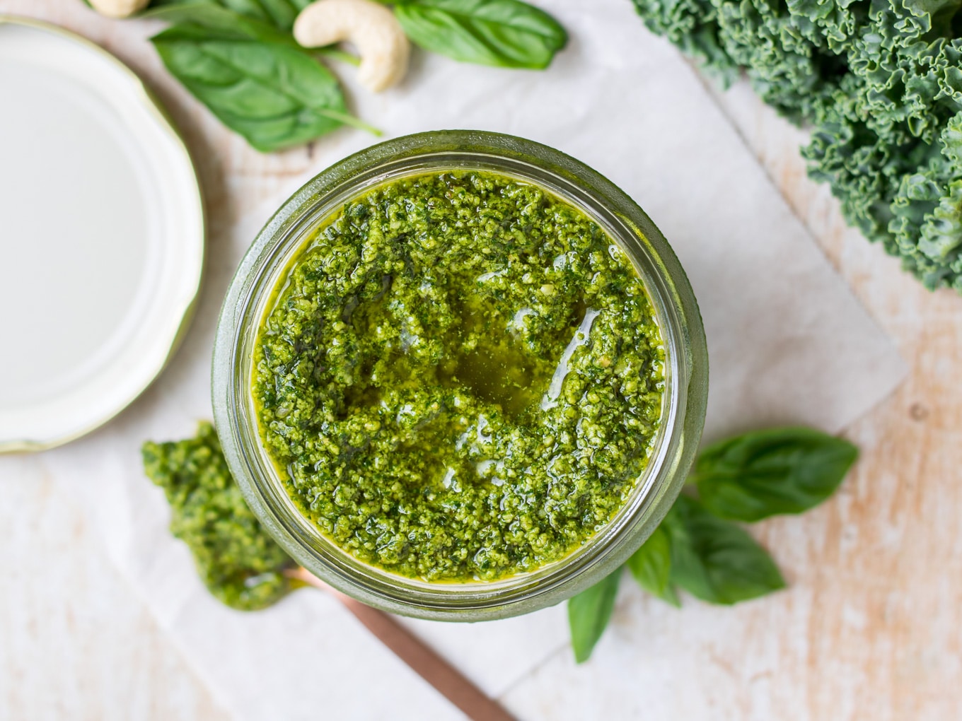 Vegan Cashew Kale Pesto top down shot