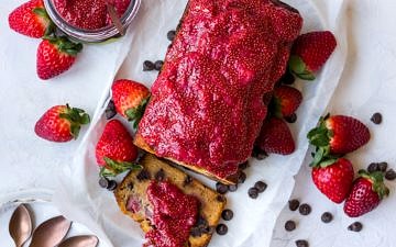 Gluten free Choc Chip Strawberry Cake Recipe by Nourish Every Day Blog