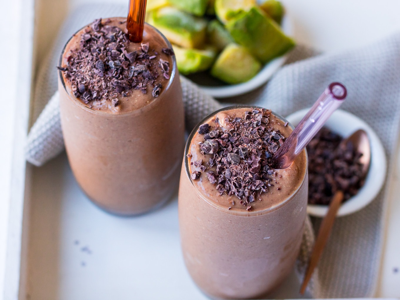 Healthy chocolate avocado smoothie recipe - Nourish Every Day blog