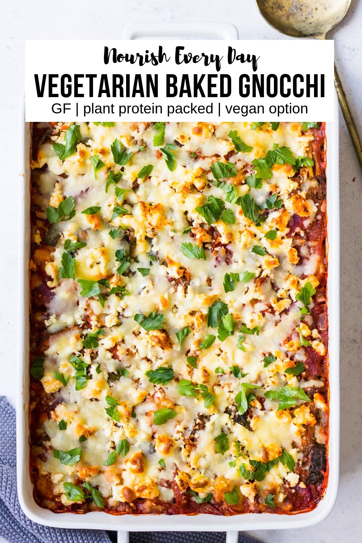 Vegetarian baked gnocchi recipe with lentils - Nourish Every Day blog