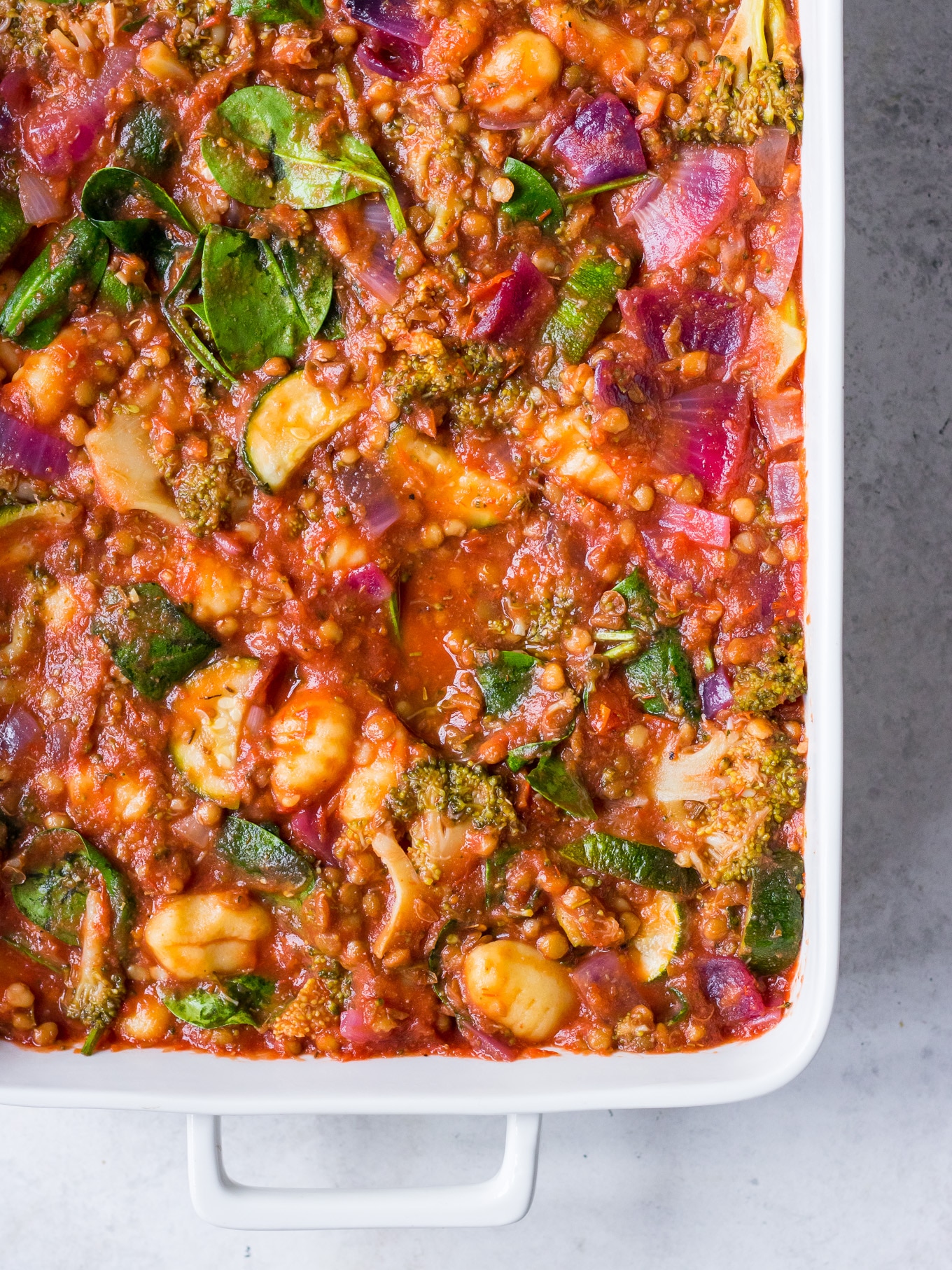 Vegetarian baked gnocchi recipe with lentils - Nourish Every Day blog
