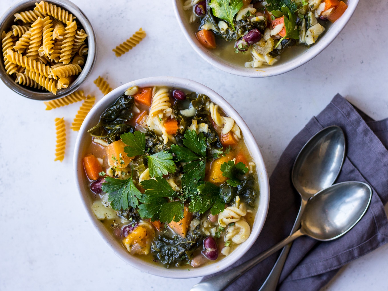 Winter Minestrone with Pulse Pasta on Nourish Every Day Blog