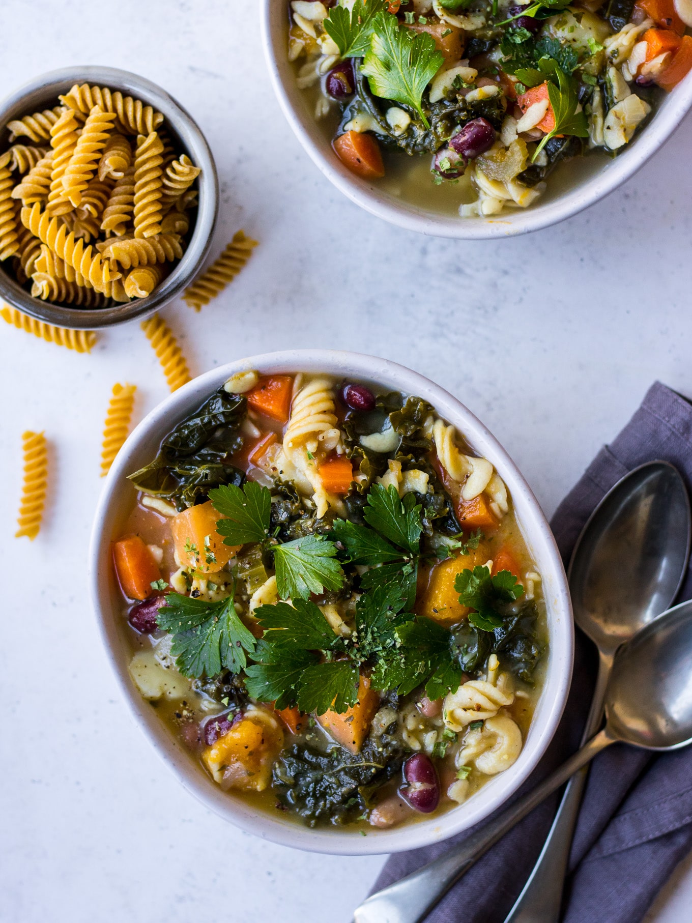 Winter Minestrone with Pulse Pasta on Nourish Every Day Blog