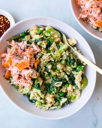 One Pot Creamy Greens Pasta recipe by Nourish Every Day