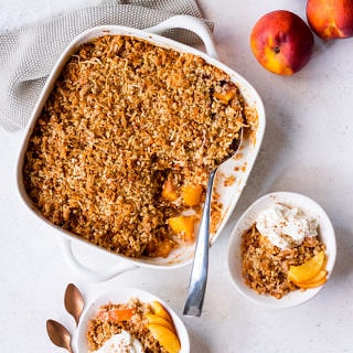 Gluten free stone fruit crumble top view