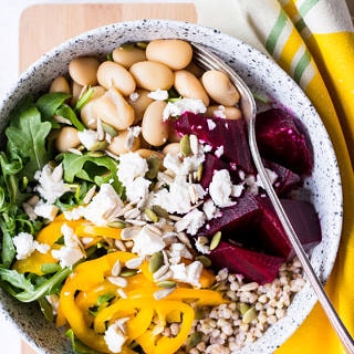 Roasted Beetroot Grain Bowl with buckwheat and butter beans