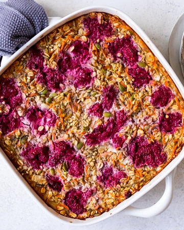Carrot and Raspberry Baked Oats Recipe by Nourish Every Day