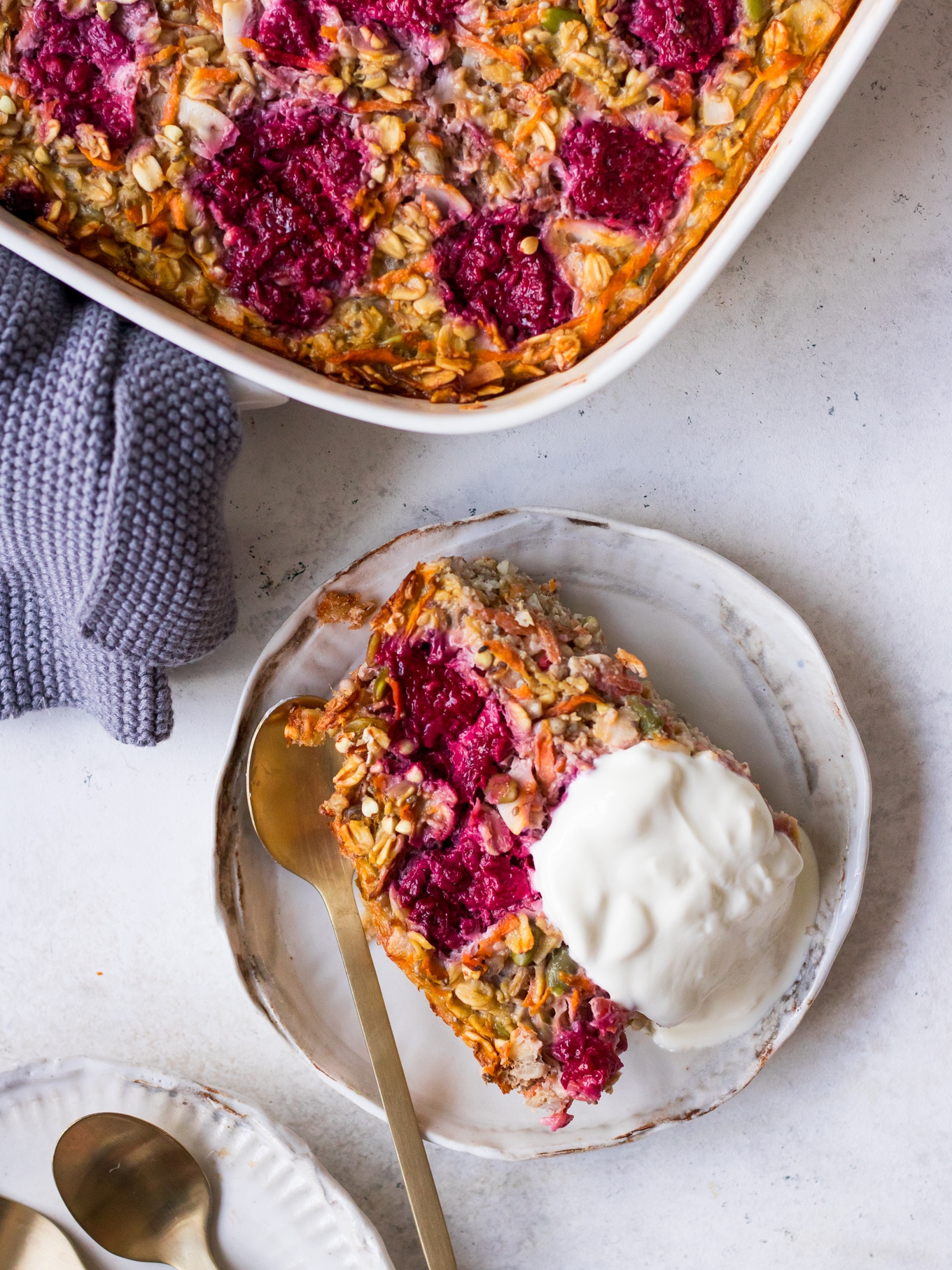 Carrot and Raspberry Baked Oats