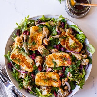 Roasted Cauliflower and Halloumi Salad Recipe by Nourish Every Day