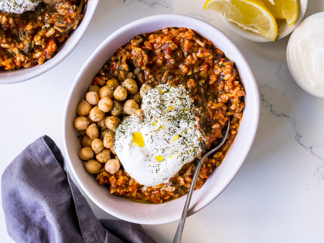Spanakorizo recipe by Nourish Every Day blog