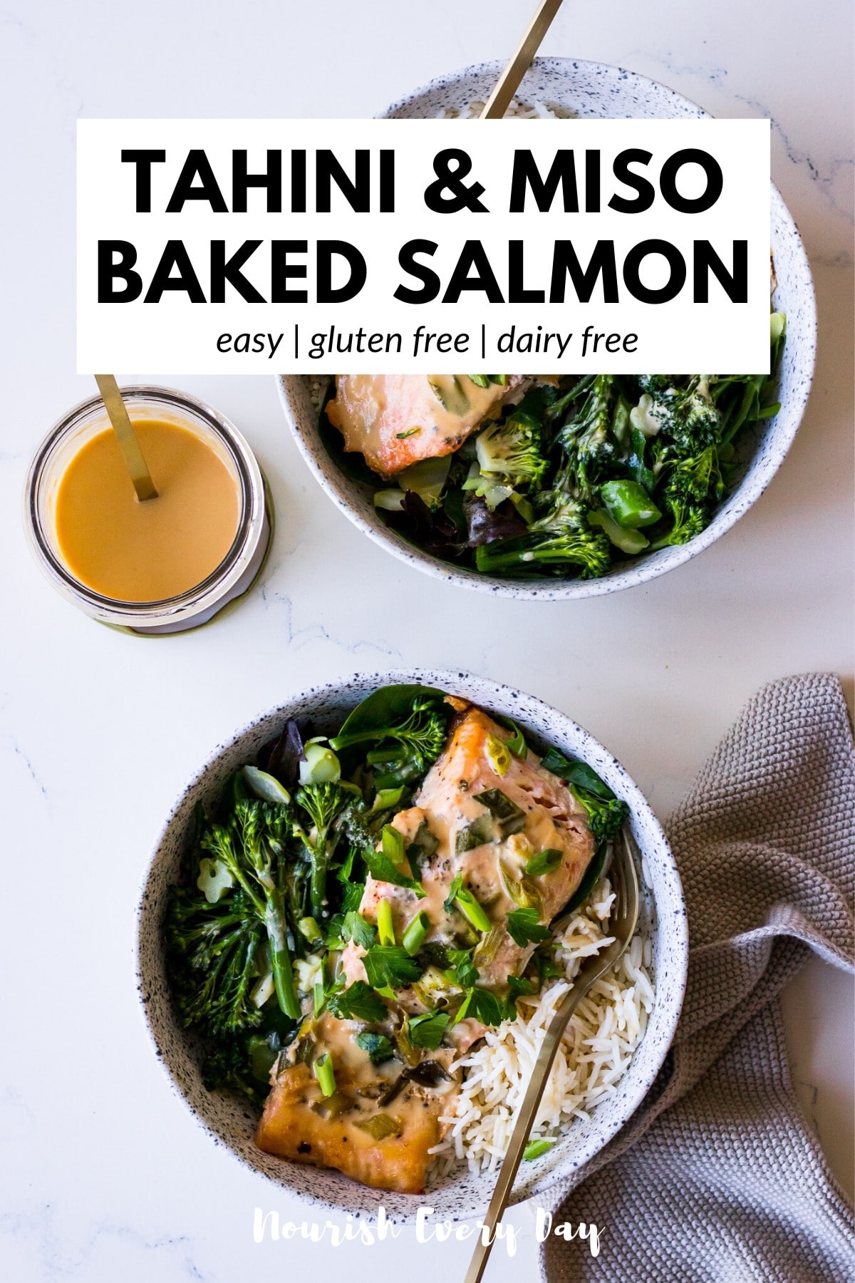 Tahini Miso Baked Salmon Recipe by Nourish Every Day Blog