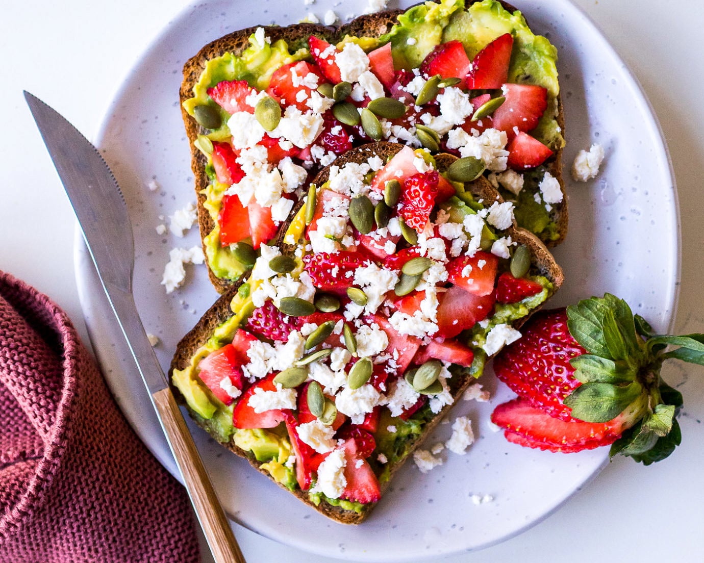 Strawberry Avocado Toast with Feta