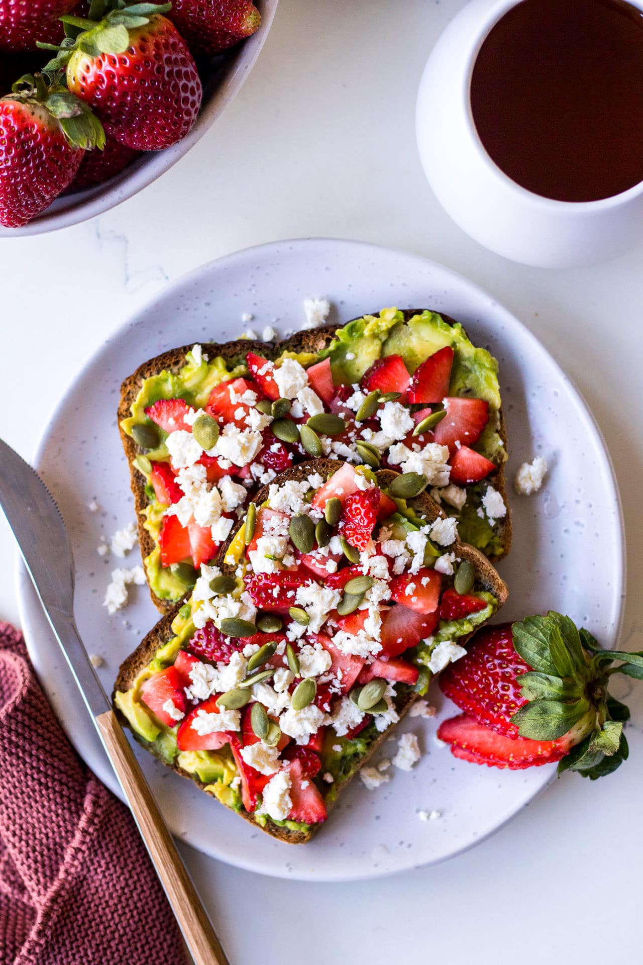 Two slices of avocado toast