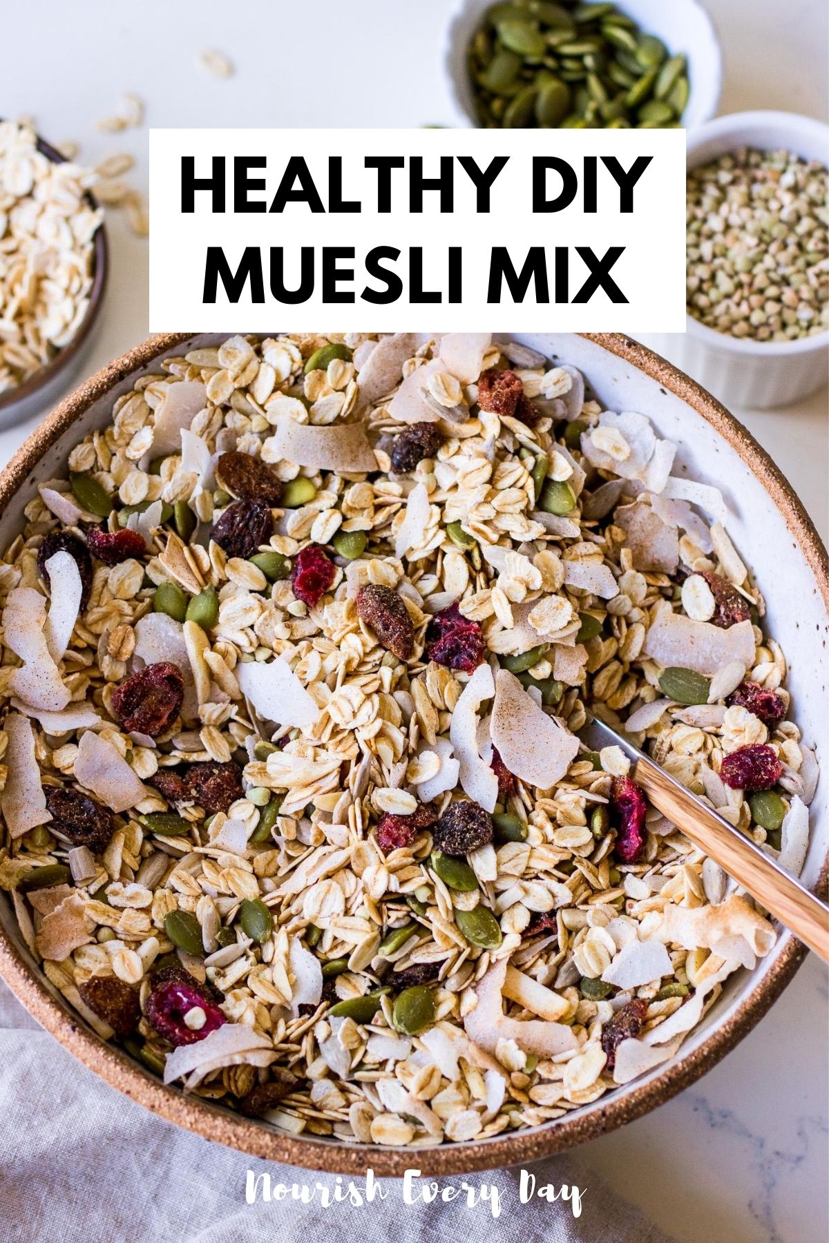 Healthy Homemade Muesli Recipe Image by Nourish Every Day