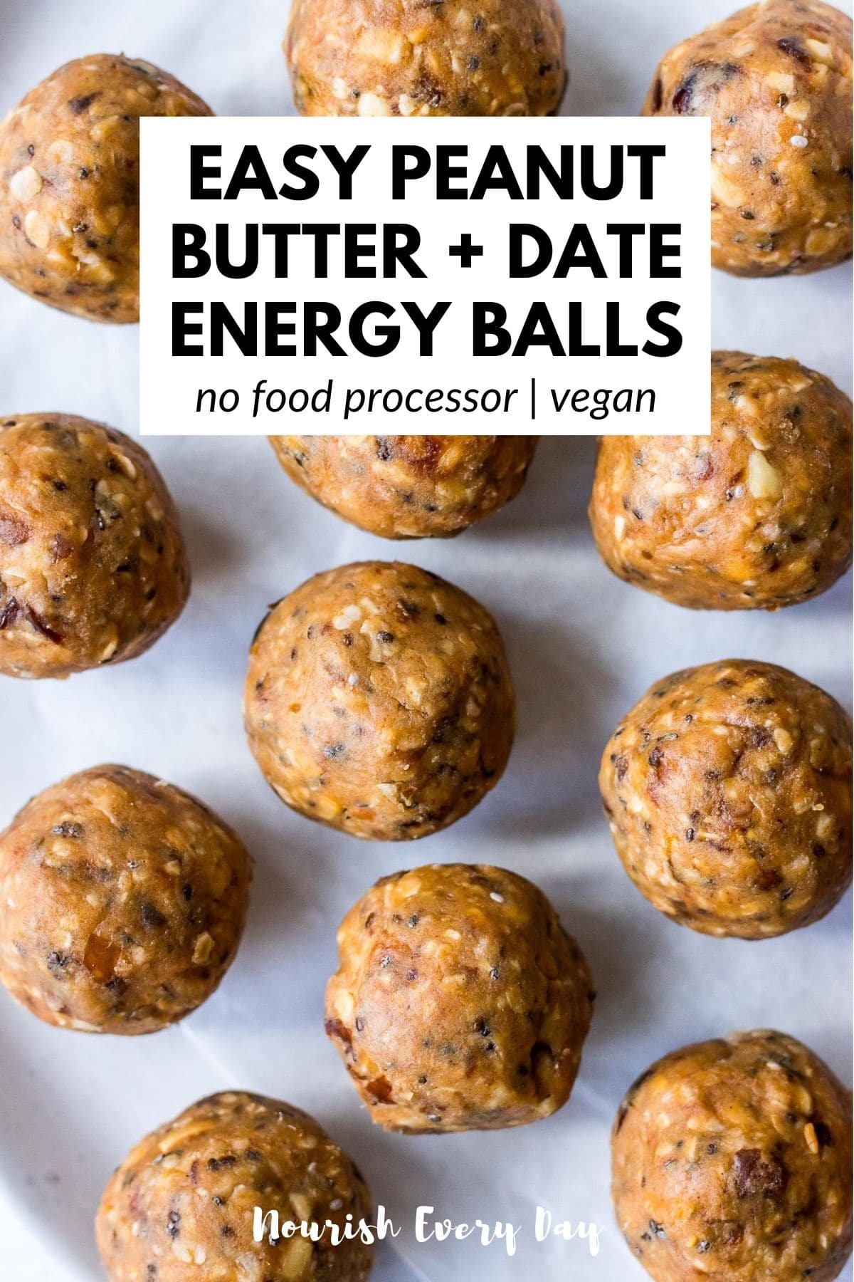 Recipe pin for Easy Peanut Butter Date Energy Balls