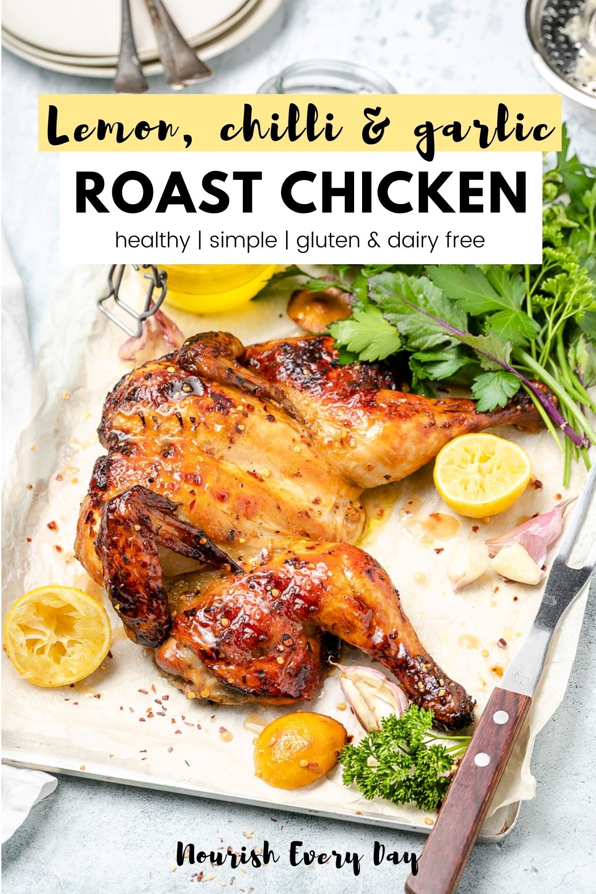 Lemon, Chilli and Garlic Roast Chicken Recipe Pin